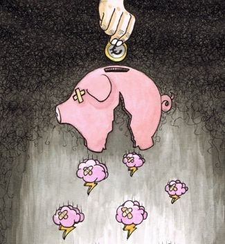 gebroken spaarvarkentje